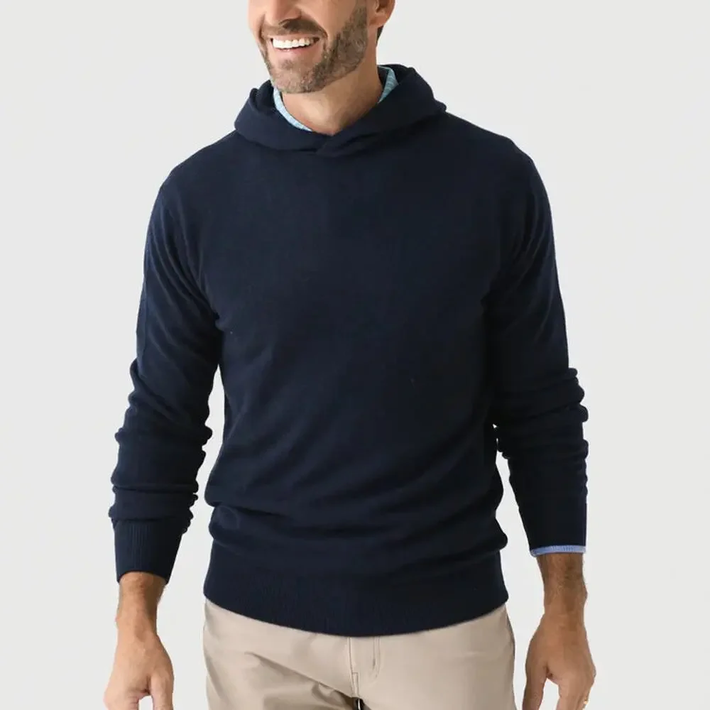 Greyson Koko Maltese Wool Cashmere Hoodie XL NEW Knit Navy Hooded Sweater LS